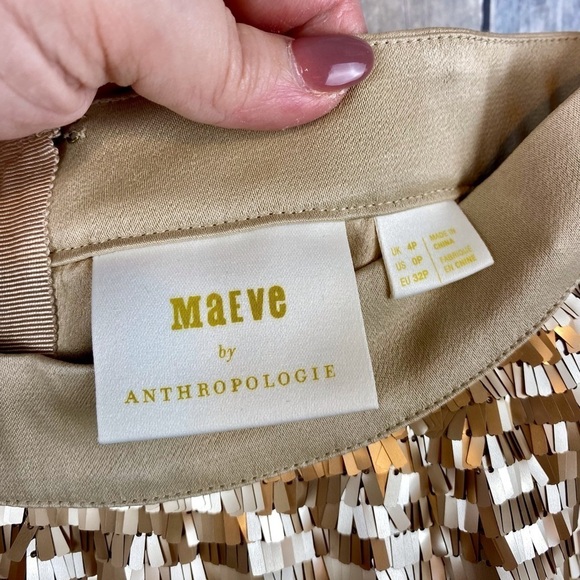 NWT Anthropologie Maeve Natalia Sequined Midi Skirt in Gold Size Small Petite. - Picture 11 of 16